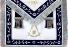 Masonic Blue Lodge Past Master Apron Hand Embroidered Bullion Vine