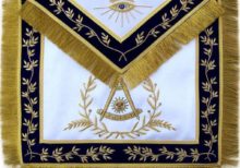Masonic Past Master Apron Blue Hand Embroidered Golden Bullion