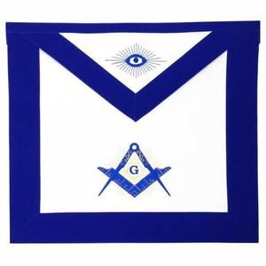 Masonic Blue Lodge Master Mason Apron Machine Embroidery Blue