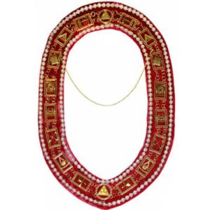 Royal Arch - Chain Collar with Rhinestones - Gold/Silver on Red Velvet + Free Case