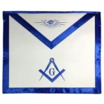 Blue Satin Master Mason Apron Square Compass & G