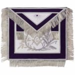 MASTER MASON Silver Embroidered Apron square compass with G Purple