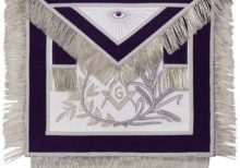MASTER MASON Silver Embroidered Apron square compass with G Purple