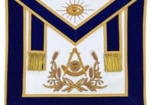 Masonic Past Master Hand Embroidered Apron Gold Embroidery Blue Velvet