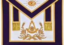 Masonic Past Master Hand Embroidered Apron Gold Embroidery Purple Velvet