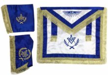 Master Mason Satin Apron,Collar gauntlets Set with Fringe Blue