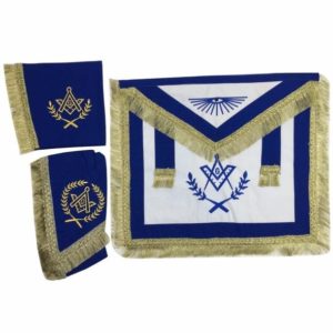 Master Mason Cardura Apron, Collar gauntlets Set with Fringe Blue