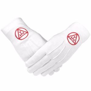 Masonic Royal Arch 100% Cotton Gloves with Machine Embroidery