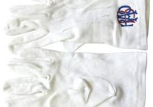 RAOB Red Blue Machine Embroidery White Cotton Gloves