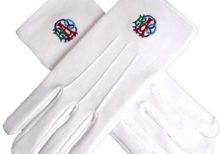 RAOB Machine Embroidery White Cotton Gloves
