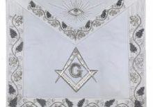 MASTER MASON Grand White Hand Embroided Apron with Square Compass