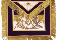 MASTER MASON Gold Embroidered Apron square compass with G Purple
