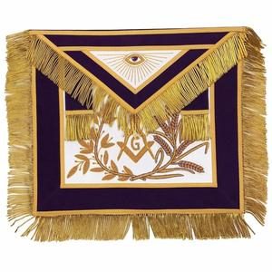 MASTER MASON Gold Embroidered Apron square compass with G Purple