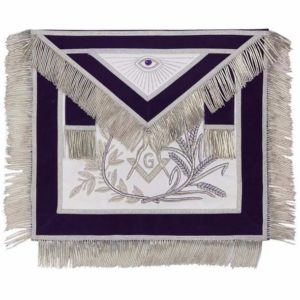 MASTER MASON Silver Embroidered Apron square compass with G Purple