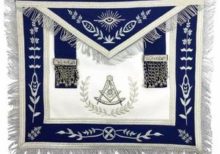 Masonic Blue Lodge Past Master Silver Machine Embroidery Freemasons Apron