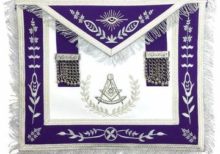 Masonic Blue Lodge Past Master Silver Machine Embroidery Purple Apron