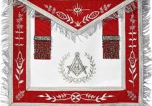 Masonic Blue Lodge Master Mason Silver Machine Embroidery Red Apron