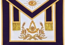 Masonic Past Master Hand Embroidered Apron Gold Embroidery Purple Velvet