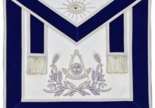 Masonic Past Master Hand Embroidered Apron Silver Embroidery Blue Velvet