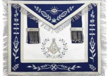 Masonic Blue Lodge Master Mason Silver Machine Embroidery Freemasons Apron