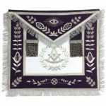 Masonic Blue Lodge Past Master Silver Handmade Embroidery Apron Purple Velvet