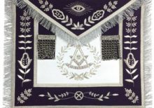 Masonic Blue Lodge Past Master Silver Handmade Embroidery Apron Purple Velvet
