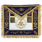 Masonic Blue Lodge Past Master Gold Handmade Embroidery Apron Blue Velvet