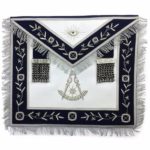 Masonic Blue Lodge Past Master Silver Handmade embroidery Apron Navy