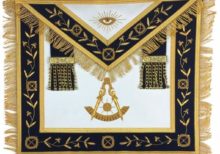 Masonic Blue Lodge Past Master Gold Handmade Embroidery Apron Navy