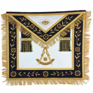 Masonic Blue Lodge Past Master Gold Handmade Embroidery Apron Navy