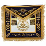 Masonic Blue Lodge Past Master Gold Handmade Embroidery Apron Navy