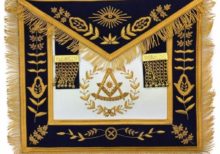 Masonic Blue Lodge Past Master Gold Handmade Embroidery Apron Navy