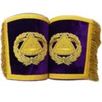 Masonic Gauntlets Cuffs - Grand Master Bullion Embroidered With Fringe - Purple