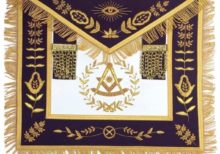 Masonic Blue Lodge Past Master Gold Handmade Embroidery Apron Purple Velvet