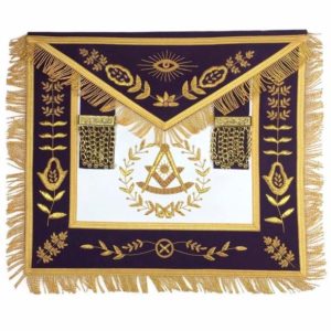 Masonic Blue Lodge Past Master Gold Handmade Embroidery Apron Purple Velvet