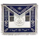 Masonic Blue Lodge Past Master Silver Handmade Embroidery Apron Blue