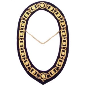 32nd Degree - Wings UP Scottish Rite Chain Collar - Gold/Silver on Purple + Free Case