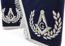 Masonic Gauntlets Cuffs - Embroidered With Fringe - Navy Blue