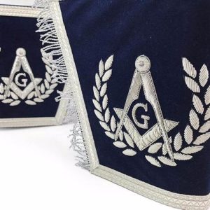 Masonic Gauntlets Cuffs - Embroidered With Fringe - Navy Blue