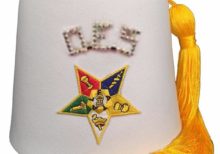 Order of the Eastern Star OES Rhinestone 1" White Fez