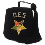 Order of the Eastern Star OES Rhinestone 1" Black Fez