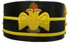 32nd Degree Scottish Rite Double-Eagle Wings DOWN Cap Bullion Hand Embroidery