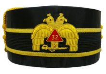 32nd Degree Scottish Rite Wings DOWN Double-Eagle Cap Hand Embroidery Bullion