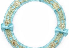 Masonic Chain Collar Round - Gold/Silver on Sky Blue Ribbon + Free Case