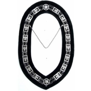 32nd Degree - Scottish Rite Wings DOWN Chain Collar - Gold/Silver on Black + Free Case