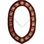 Knights Templar - Masonic Chain Collar - Gold/Silver on Red + Free Case