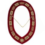 Grand Lodge - Chain Collar - Gold/Silver on Red + Free Case