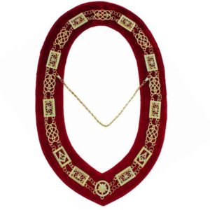 Grand Lodge - Chain Collar - Gold/Silver on Red + Free Case