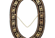 Knights Templar - Masonic Rhinestones Chain Collar - Gold/Silver on Black + Free Case