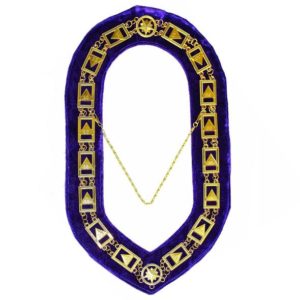 33rd Degree - Scottish Rite Chain Collar - Gold/Silver on Purple + Free Case